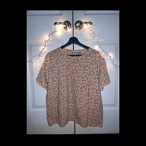 Vintage pink and green floral shirt